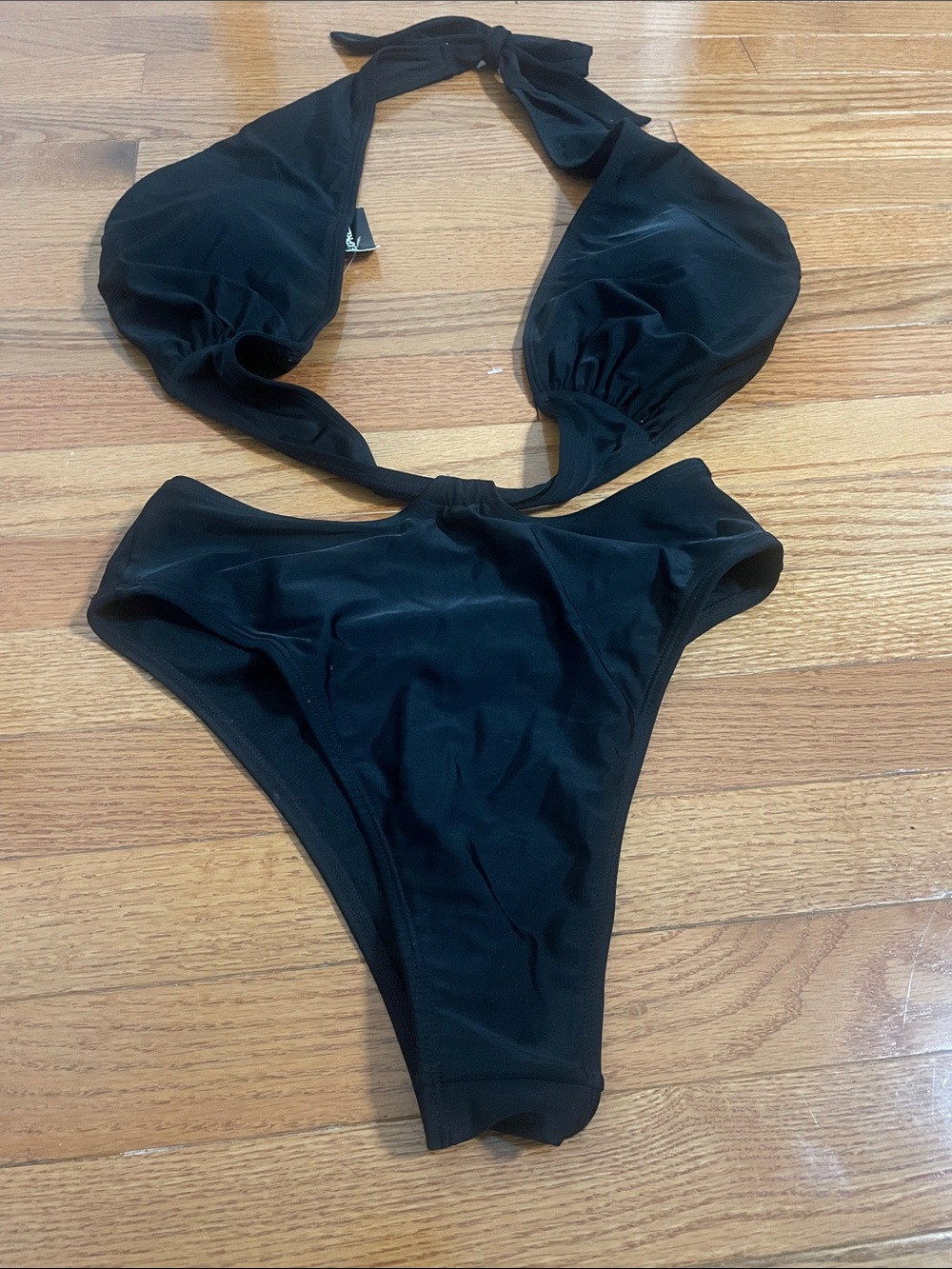 Express Black Halter One-Piece Swim
